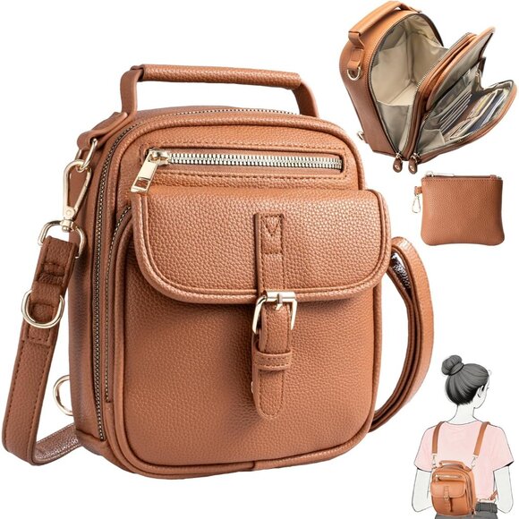 Accessories - Stylish Brown Crossbody Bag for Women - Anti-Theft Design with Wallet Included